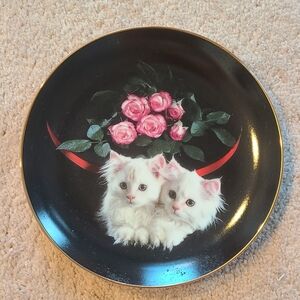 Peekaboo By Richard Stacks The Danbury Mint Plate Cats & Roses Porcelain